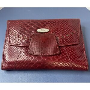 VELEZ Red Snakeskin Embossed Leather Continental Wallet Made in Colombia Artisan